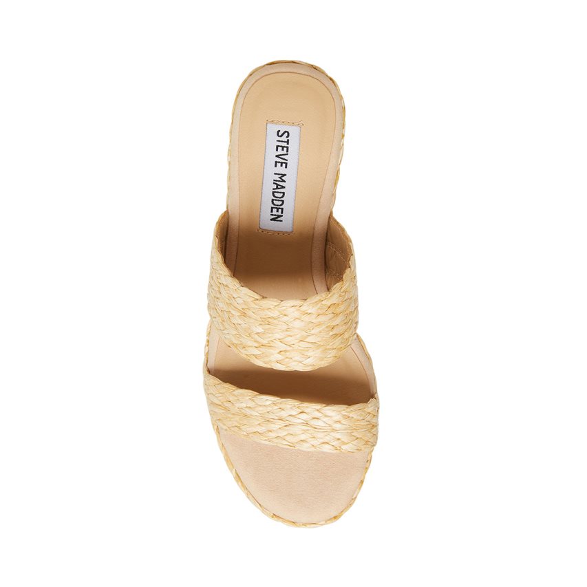 Beige Steve Madden Jane Natural Raffia Women's Wedges | PH 6537GHF